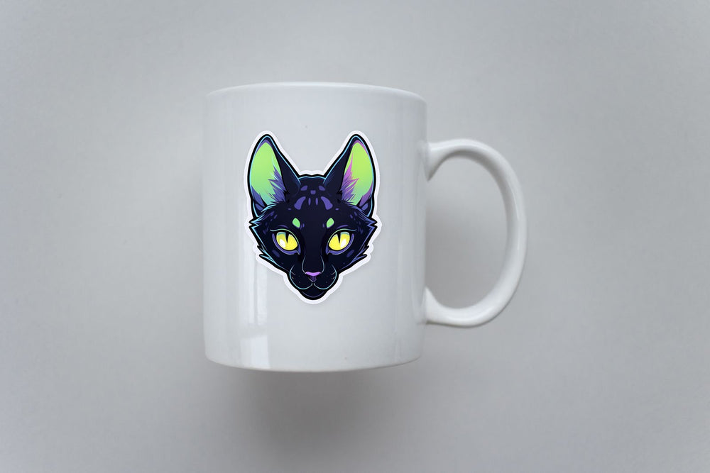 Cat Head with Yellow Eyes Art Sticker
