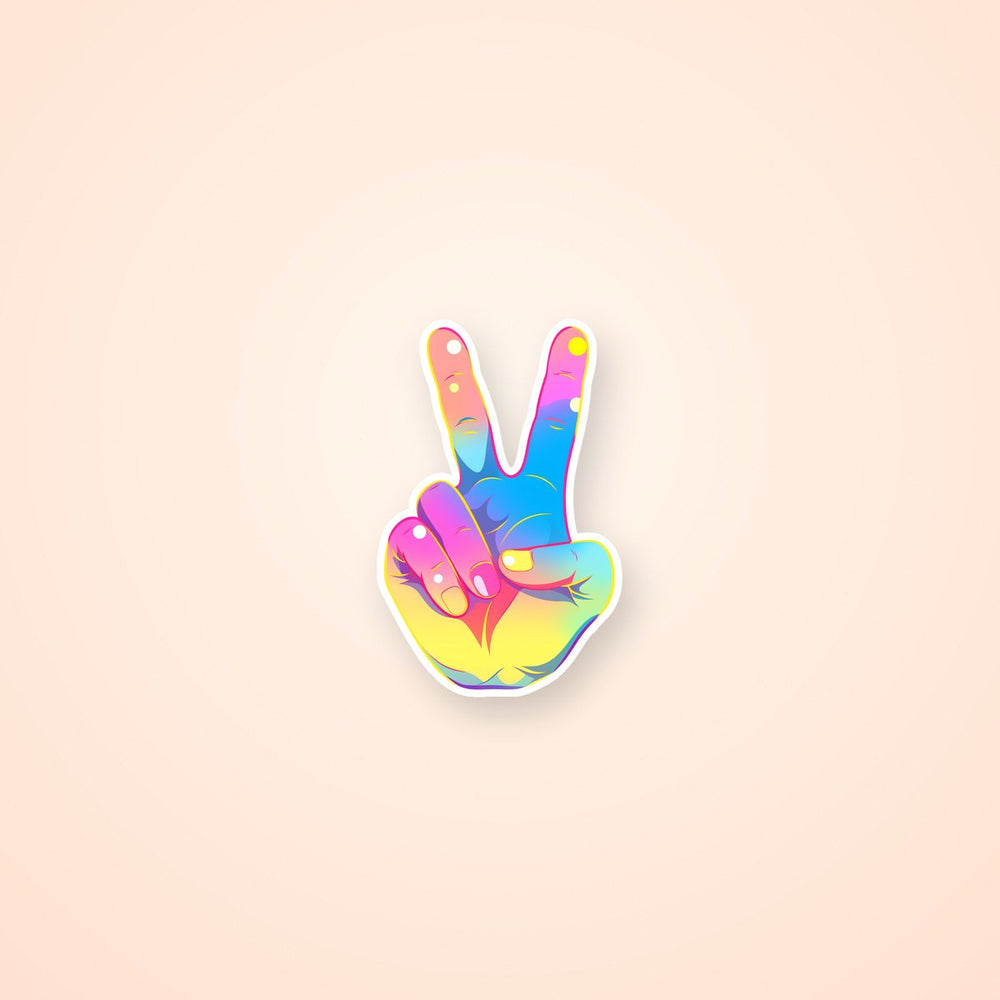 Rainbow Hand Peace Sticker