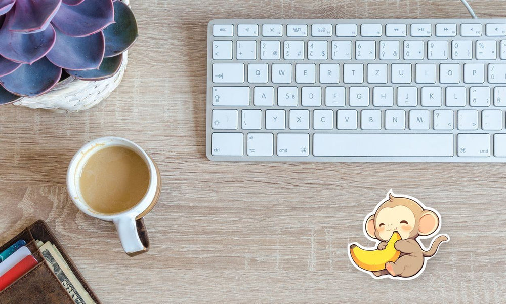 Cute Monkey with Banana Sticker