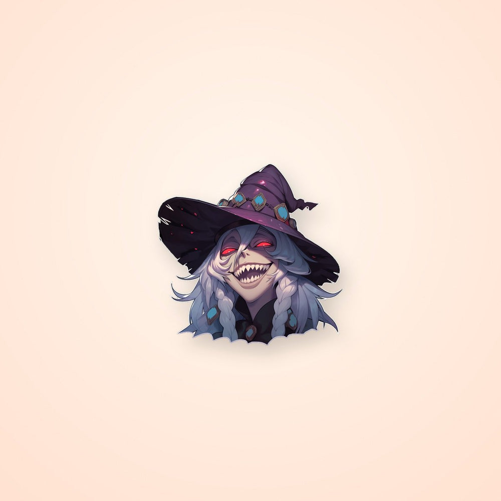 Smiling Witch with Red Eyes Halloween Sticker