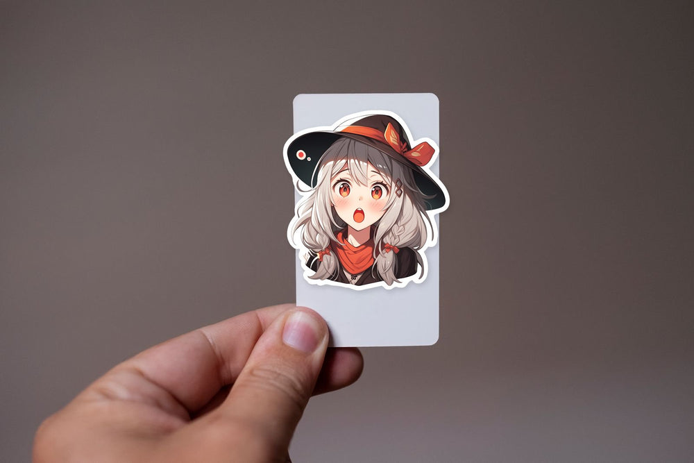 Surprised Anime Girl in a Hat Sticker