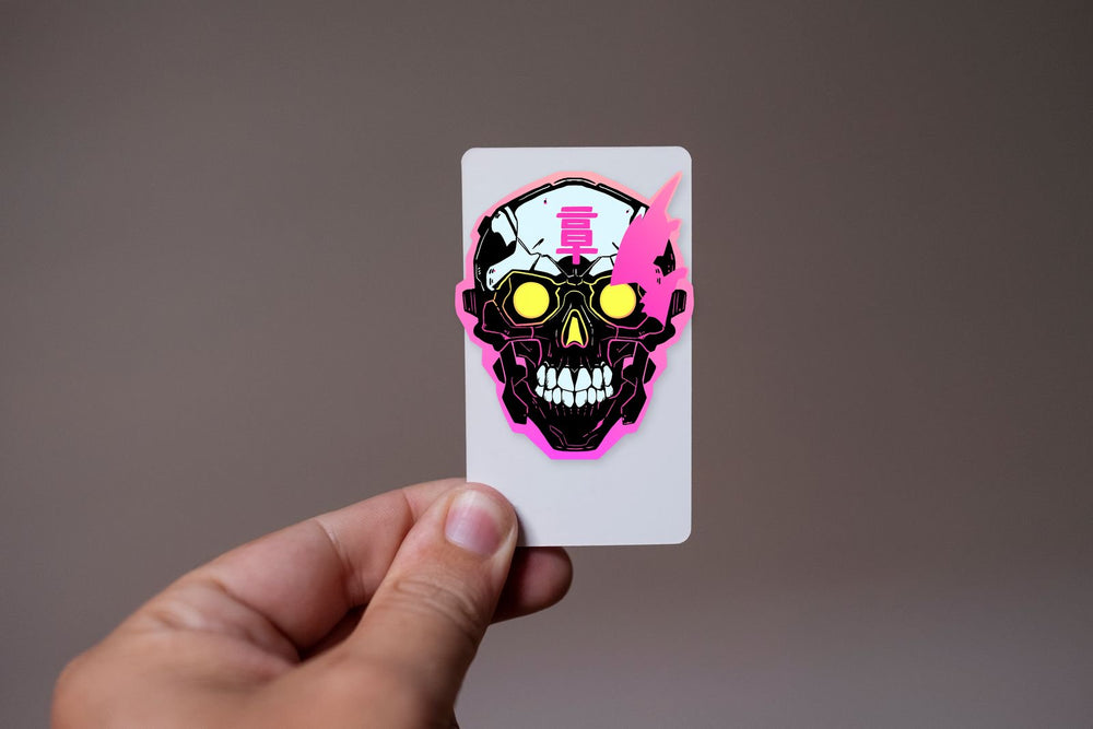 Cyber Skull Pink Stroke Sticker