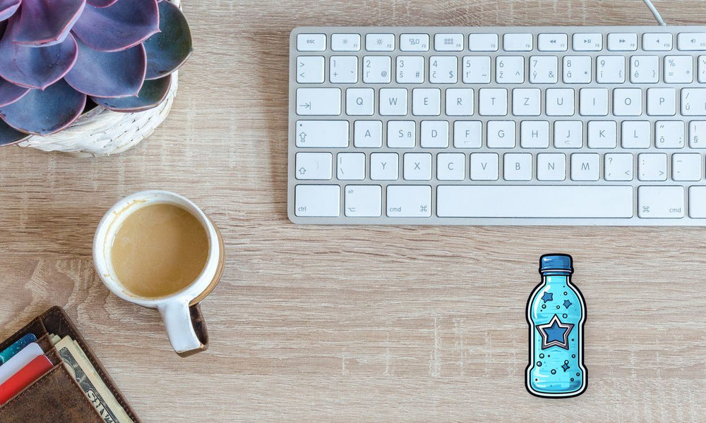 Blue Water Bottle with Stars Sticker