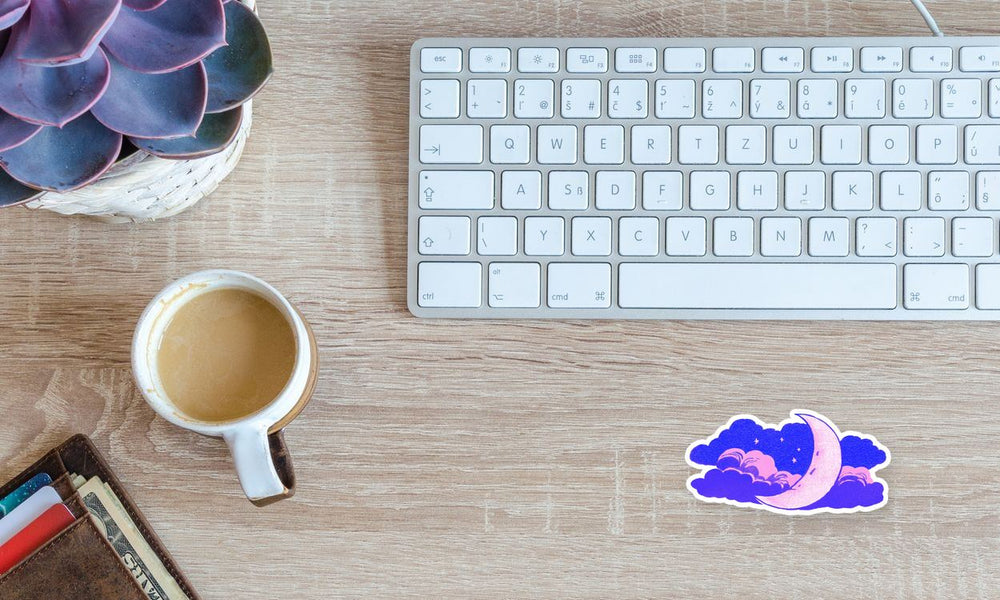 Magic Pink Moon Clouds Dreamy Night Sticker