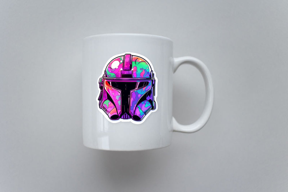 Colorful Mandalorian Helmet Sticker