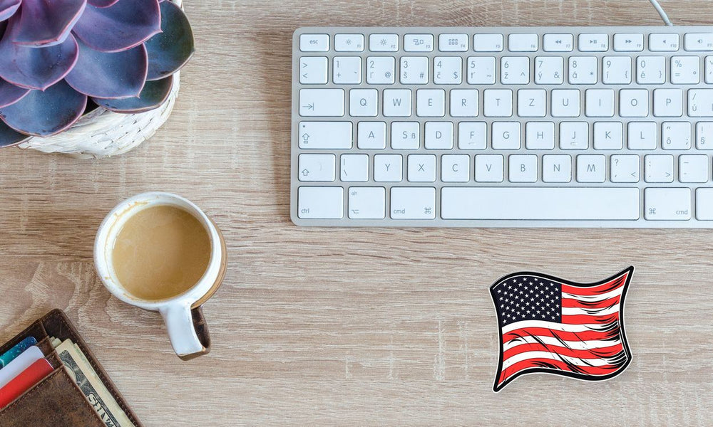 Wavy USA Flag Sticker