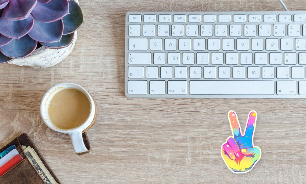Rainbow Hand Peace Sticker