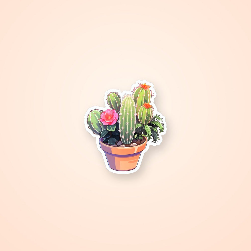 Aesthetic Flowerpot Cactus Plants Sticker