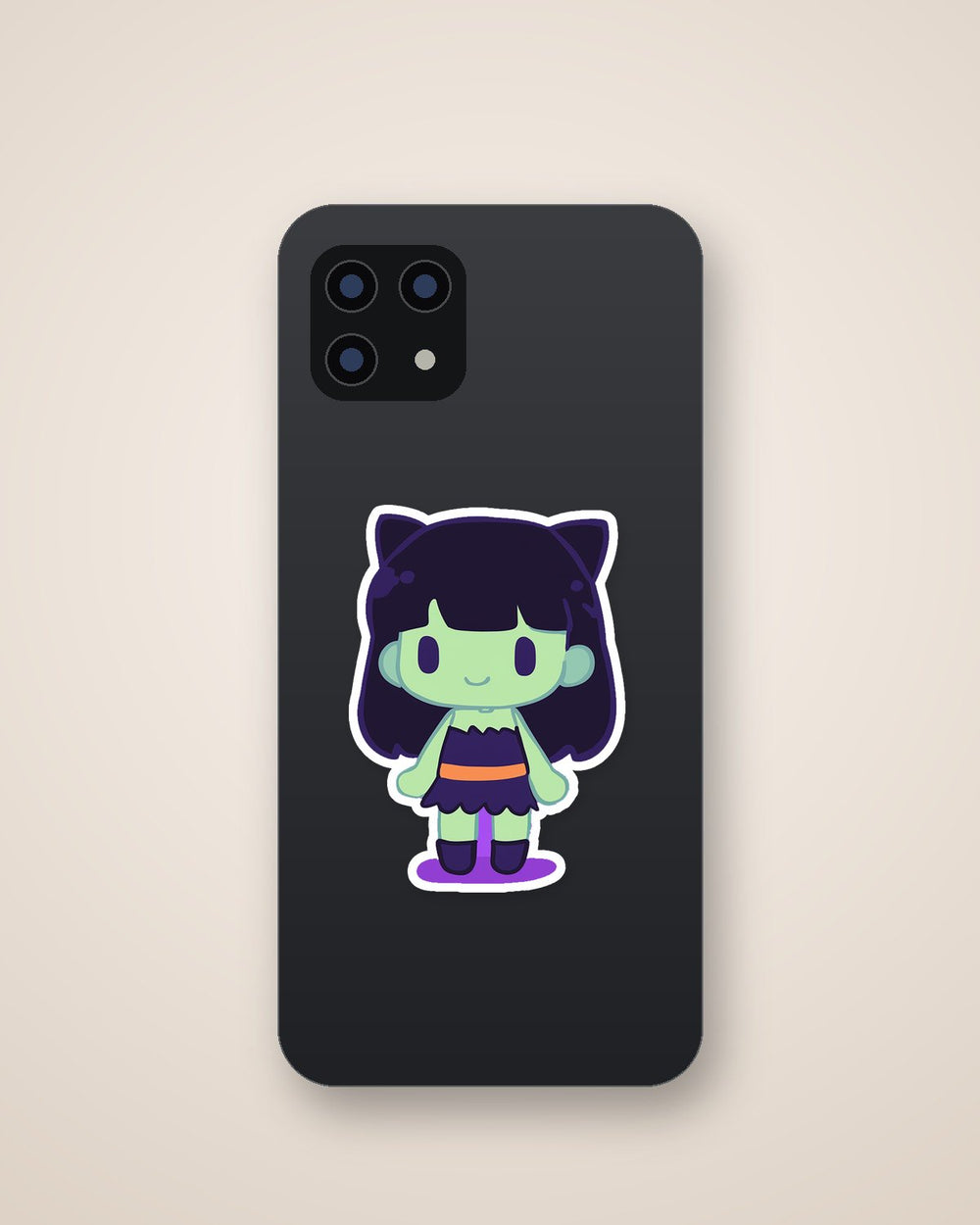 Green Monster Franken Girl Sticker