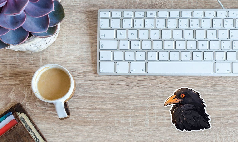 Halloween Crow with Orange Eye Sticker