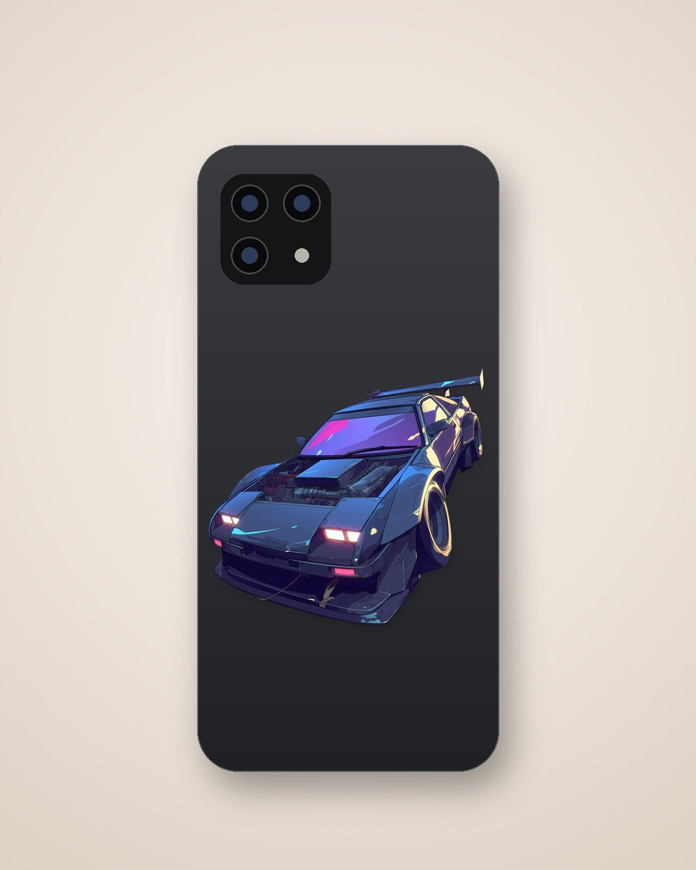 Retrowave Sportscar Art Sticker
