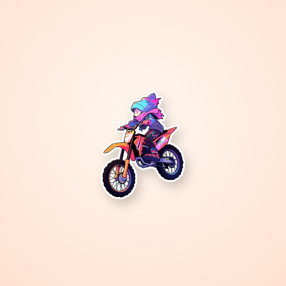 Funny Girl on Dirt Bike Sticker