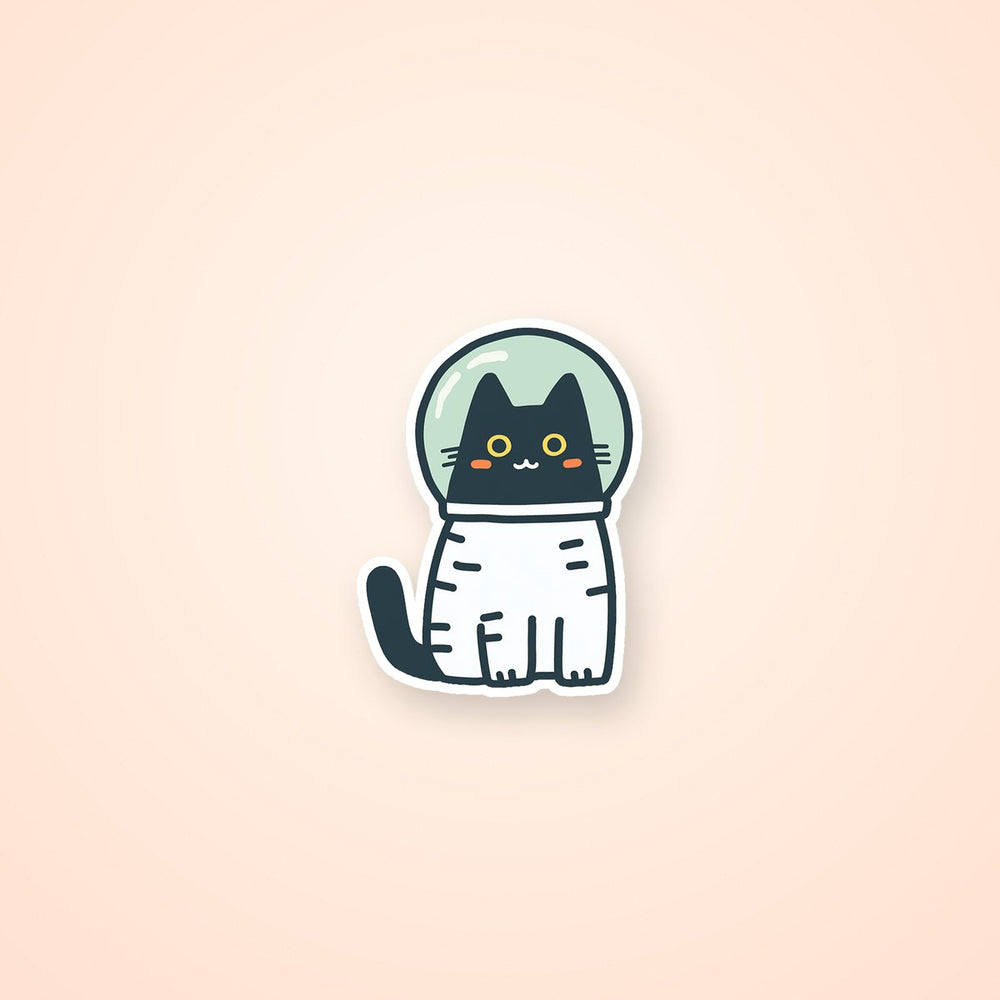 Cute Black Cat Astronaut Space Sticker
