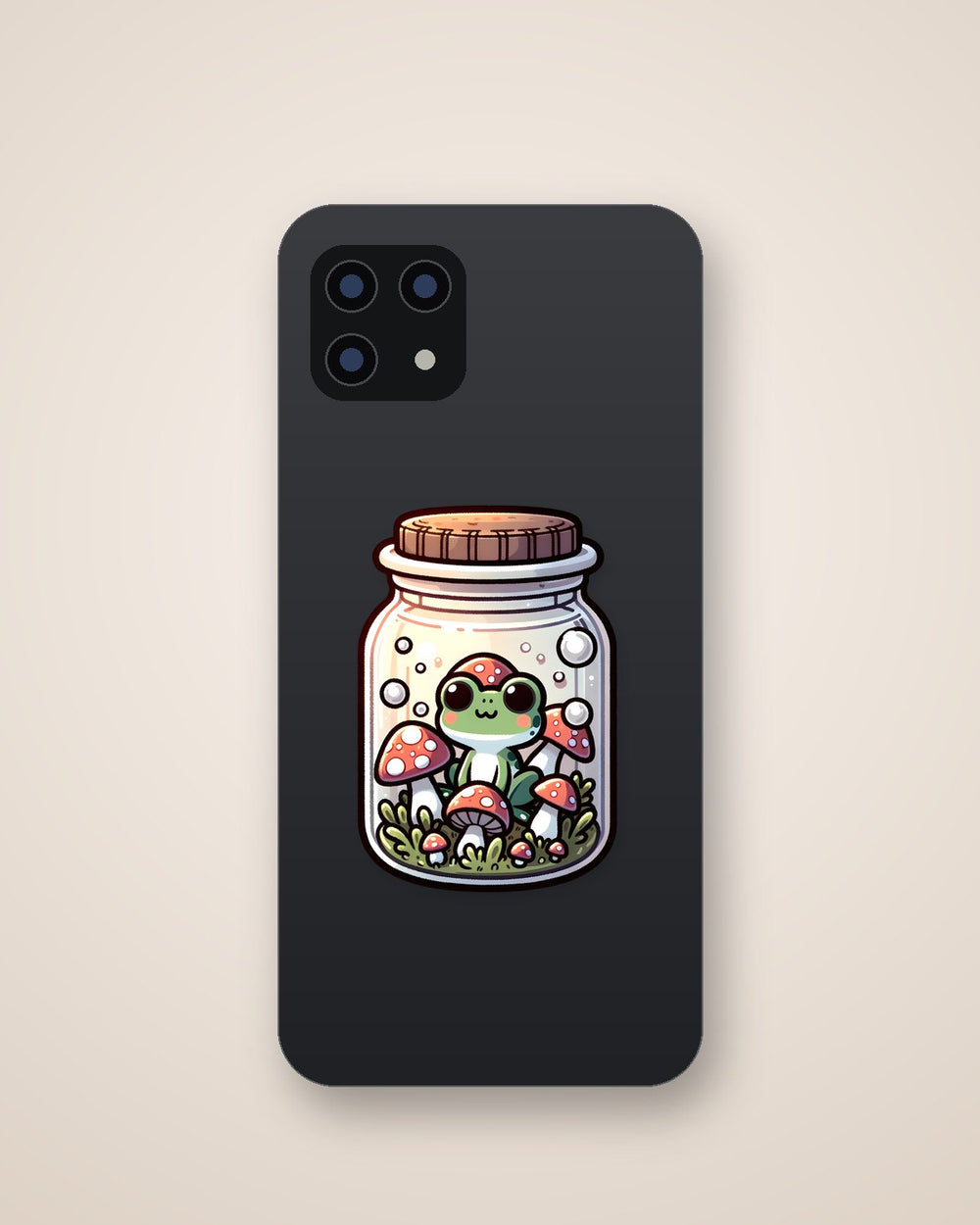 Frog in Mushroom Jar Sticker