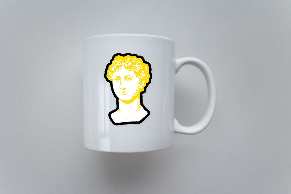 Classical David Bust Yellow Line Art Sticker
