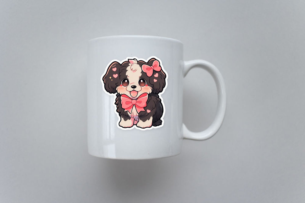 Cute Dog with Red Bow Sticker