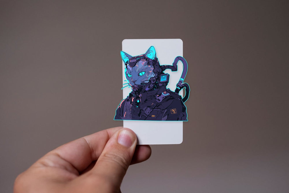 Cyberpunk Cat Soldier Sticker