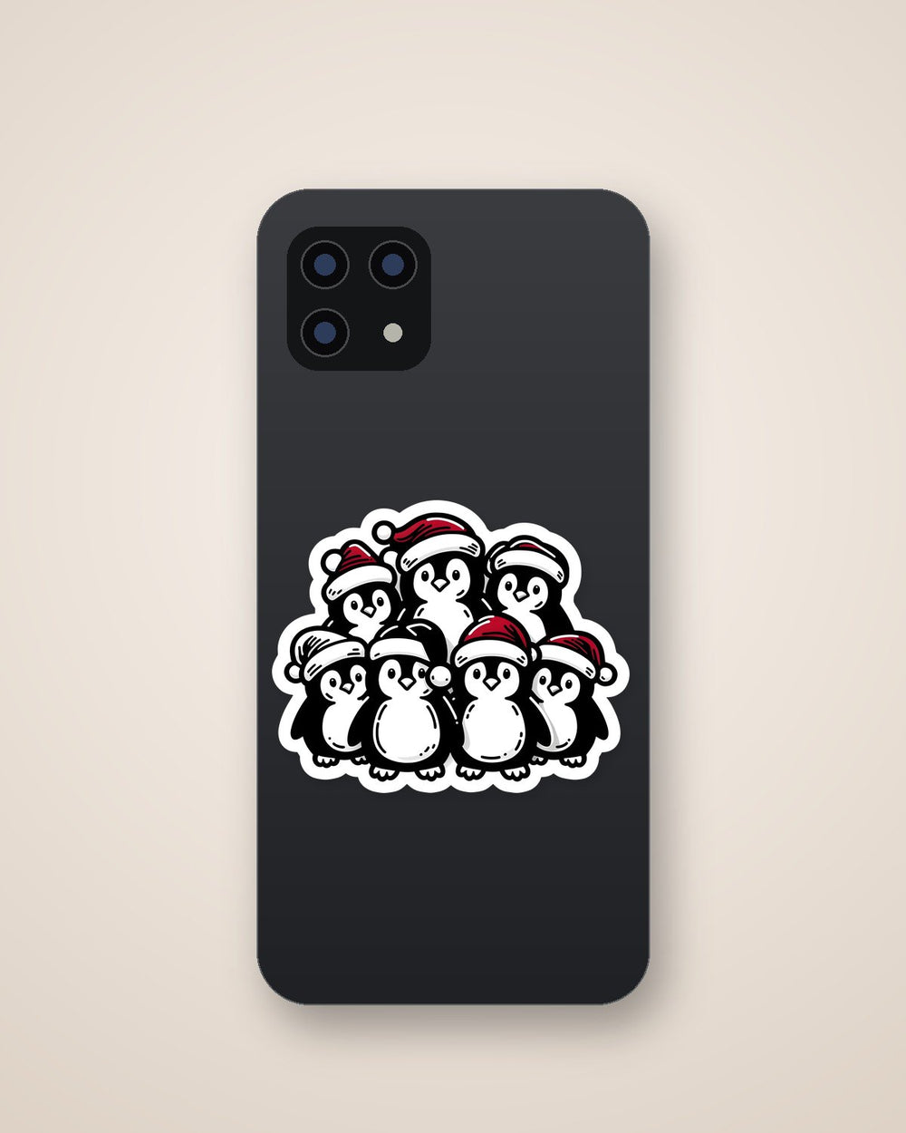 Cute Penguins in Christmas Hats Sticker