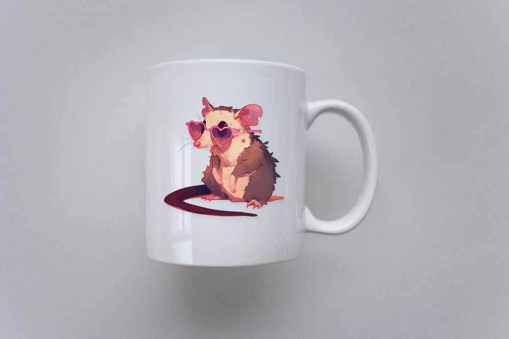 Funny Opossum Heart Sunglasses Sticker