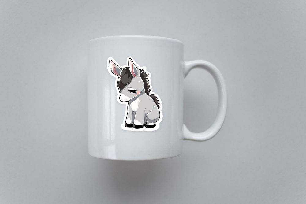 Sad Grey Donkey Sticker