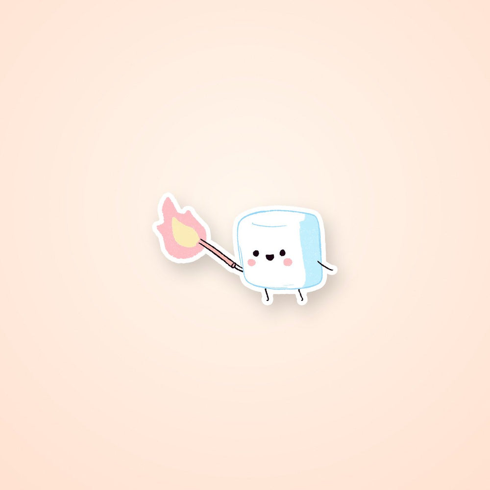 Magic Marshmallow with Flame Kawaii Sticker