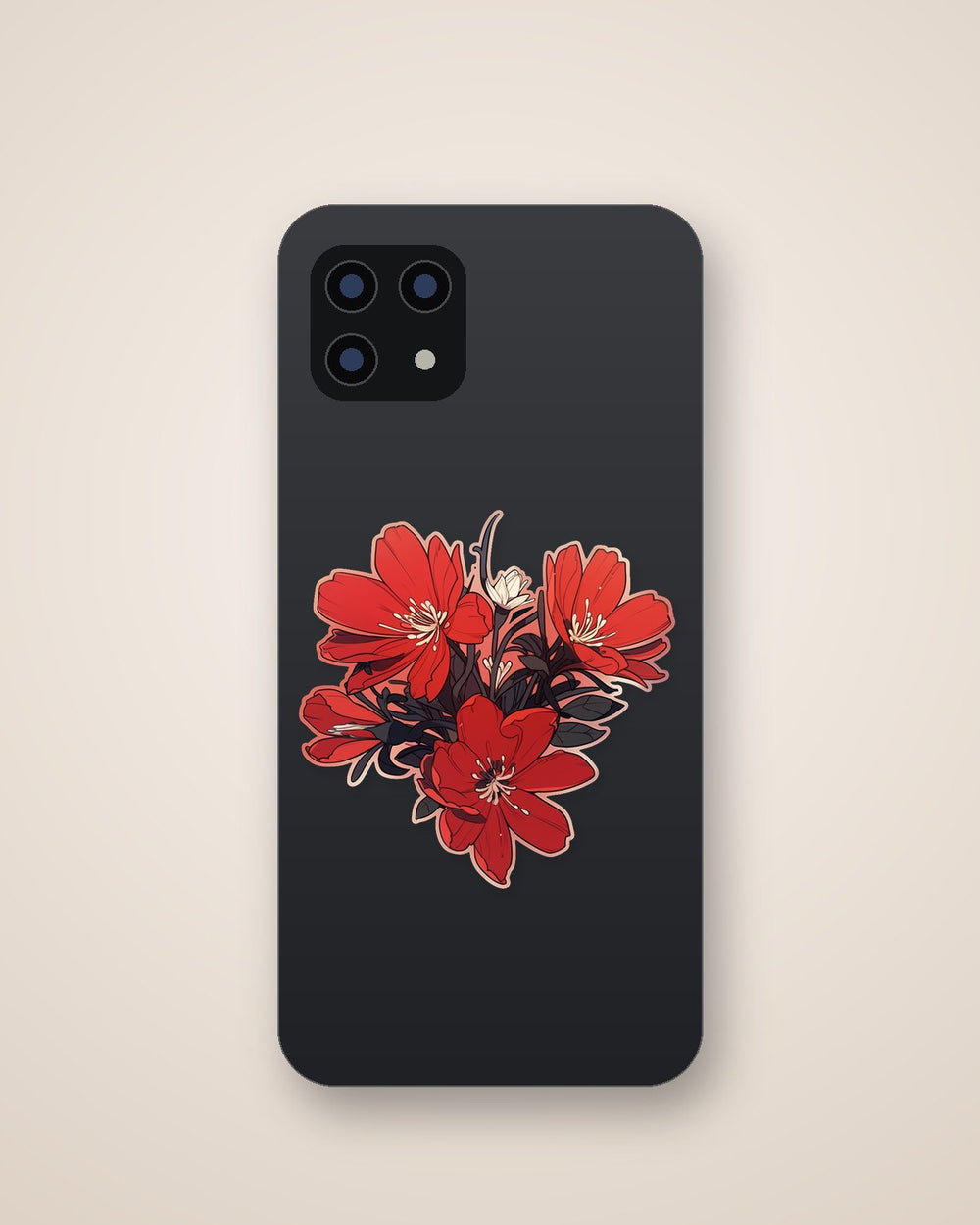 Beautiful Four Red Flowers Sticker