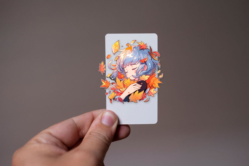 Anime Girl with Autumn Leaves Sticker