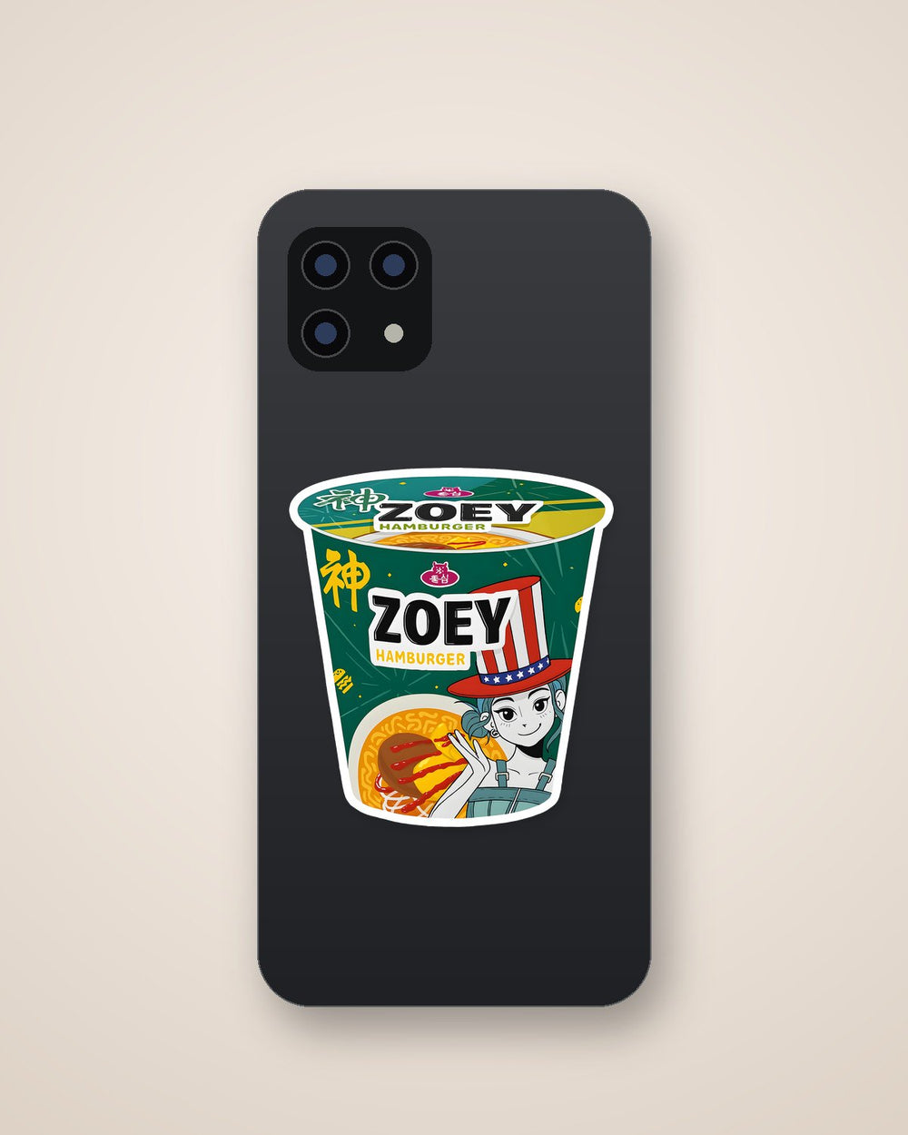 Zoey Hamburger Ramen Cup K-Pop Demon Hunters Sticker
