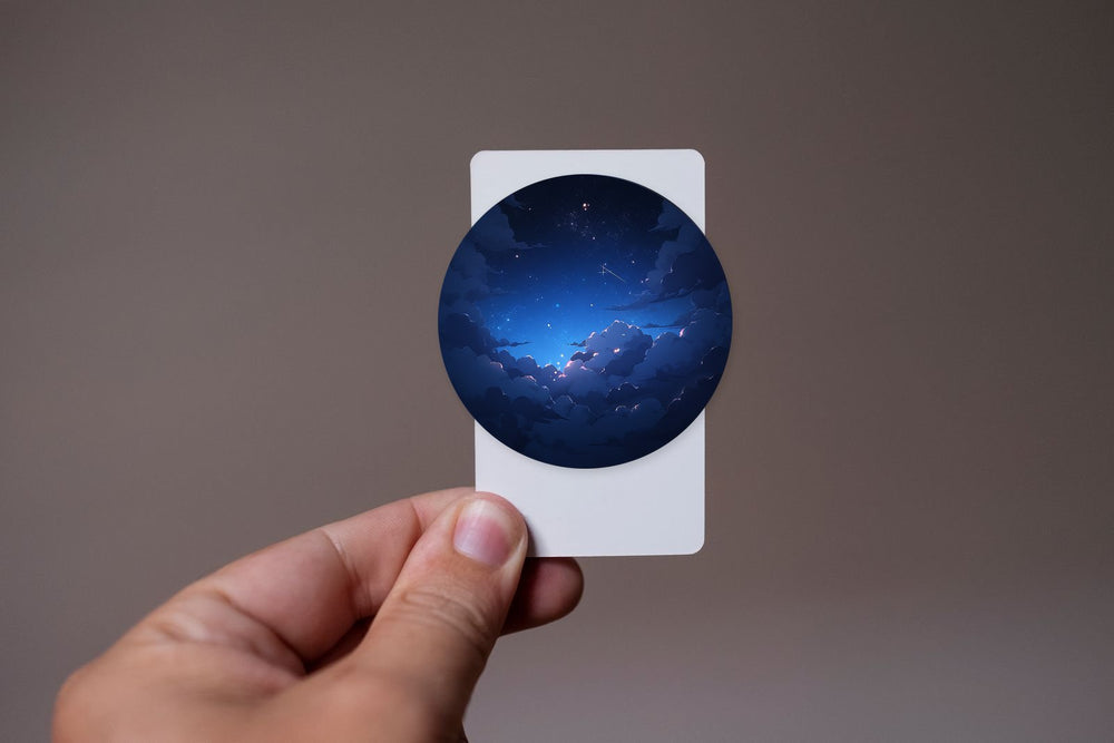 Night Sky & Clouds Round Sticker