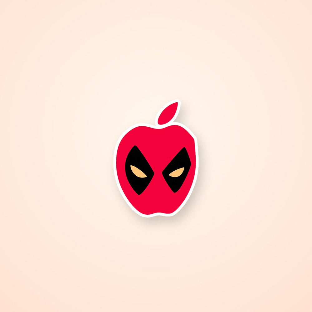Deadpool Apple Logo Superhero Parody Sticker