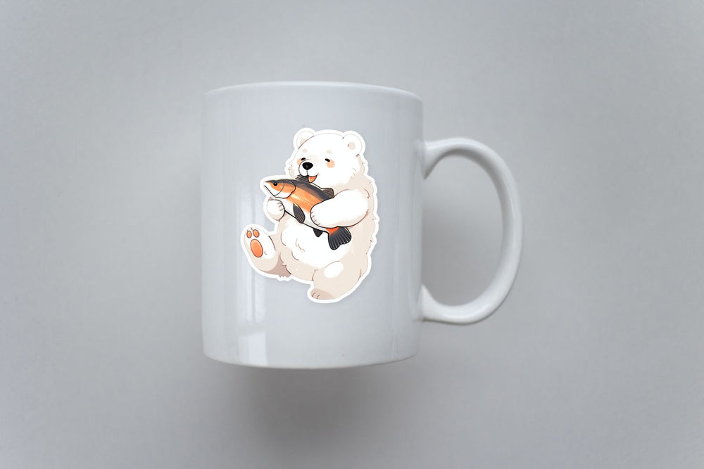 Polar Bear with a Fish Sticker