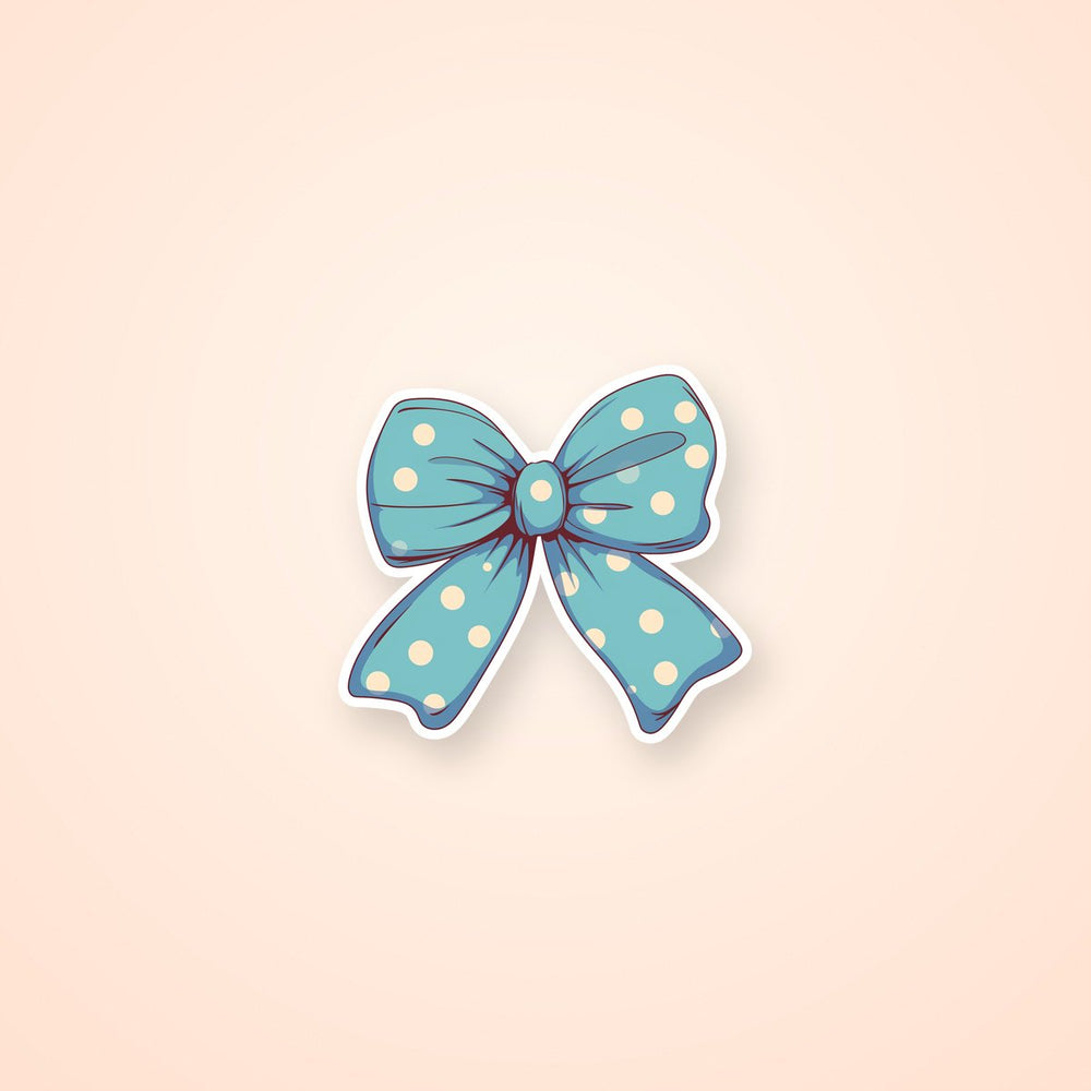 Blue Polka Dot Bow Sticker