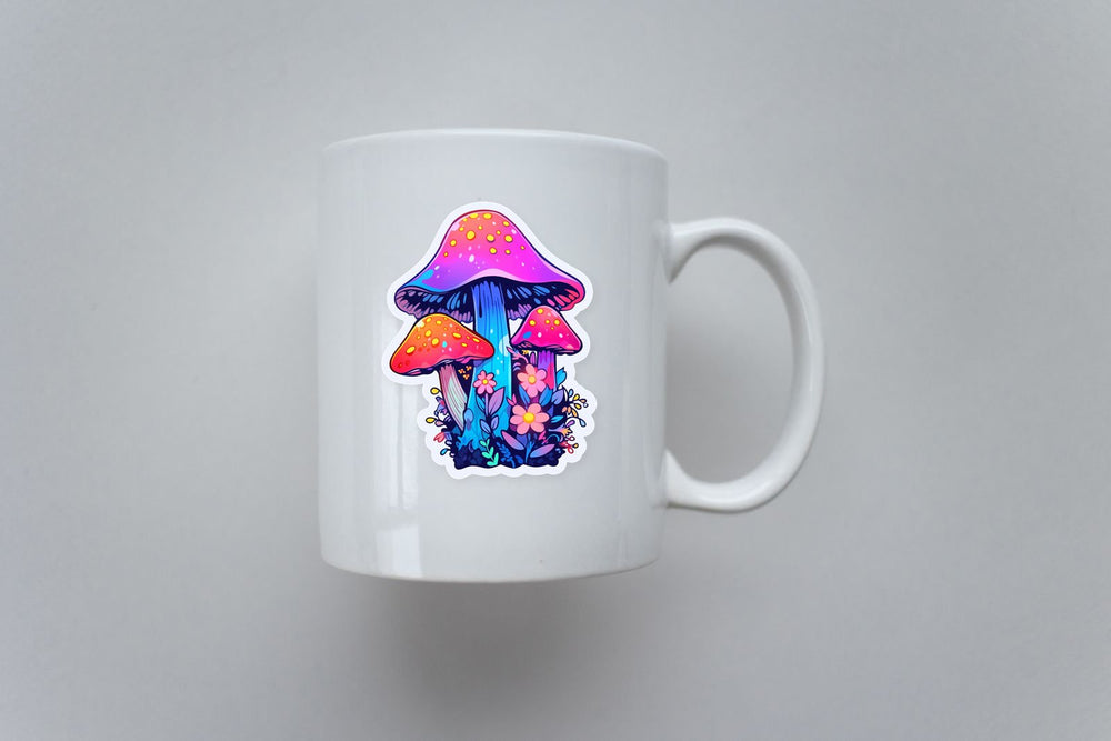 Colorful Trippy Mushrooms & Flowers Sticker