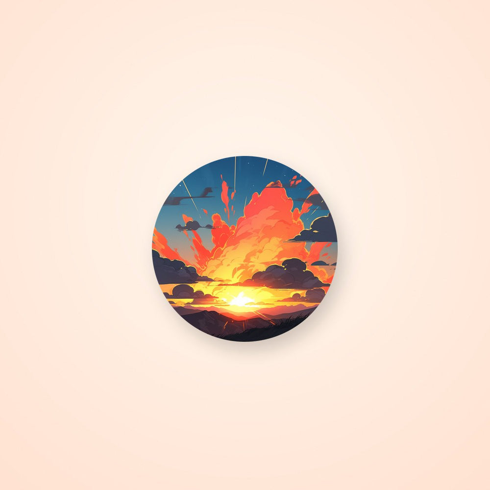 Beautiful Sunset & Clouds Round Sticker