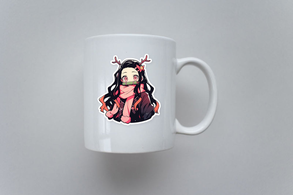 Christmas Nezuko with Reindeer Antlers Sticker