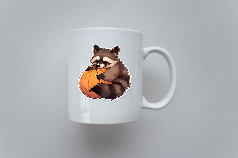Raccoon with Pumpkin Sticker