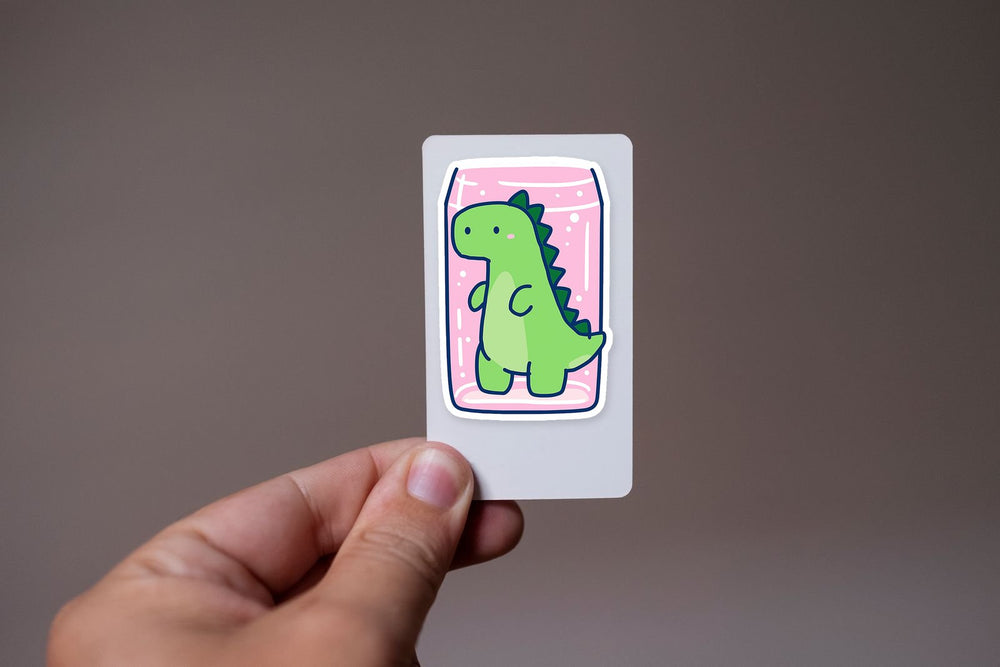 Cute Dinosaur Squished on Glass Kawaii Sticker