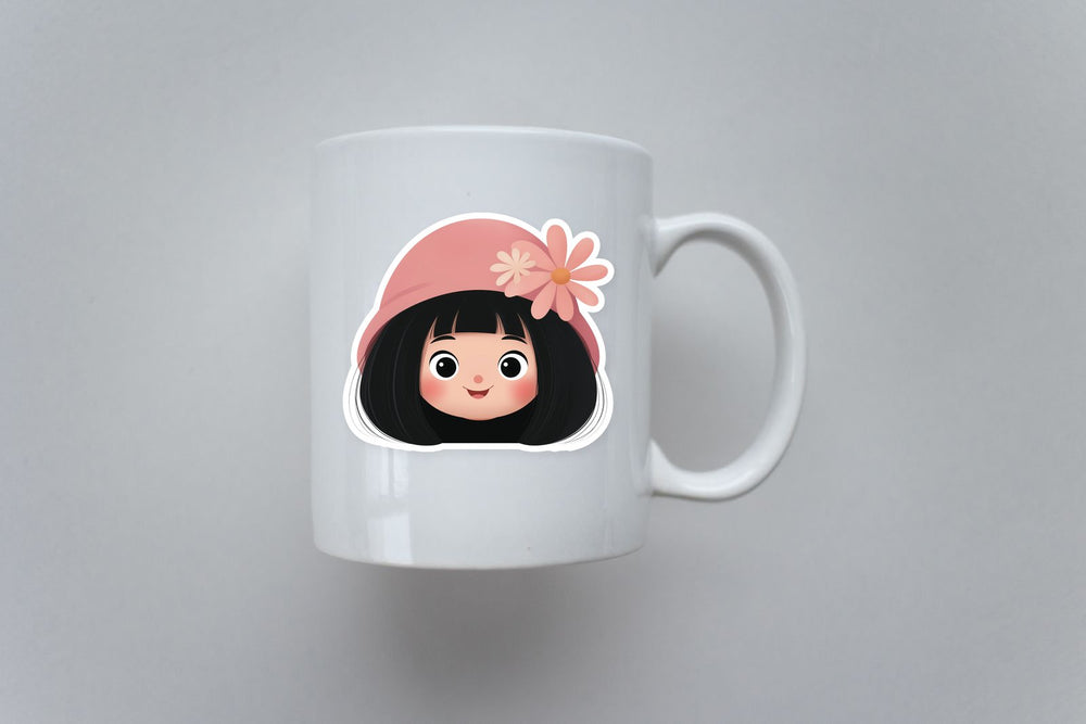 Cute Girl Beret Flower Sticker