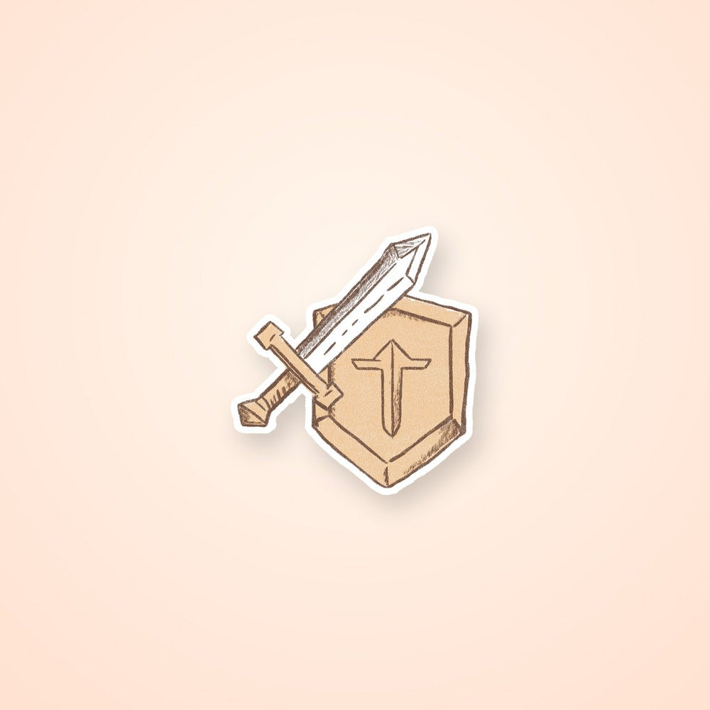Cardboard Sword and Shield Sticker