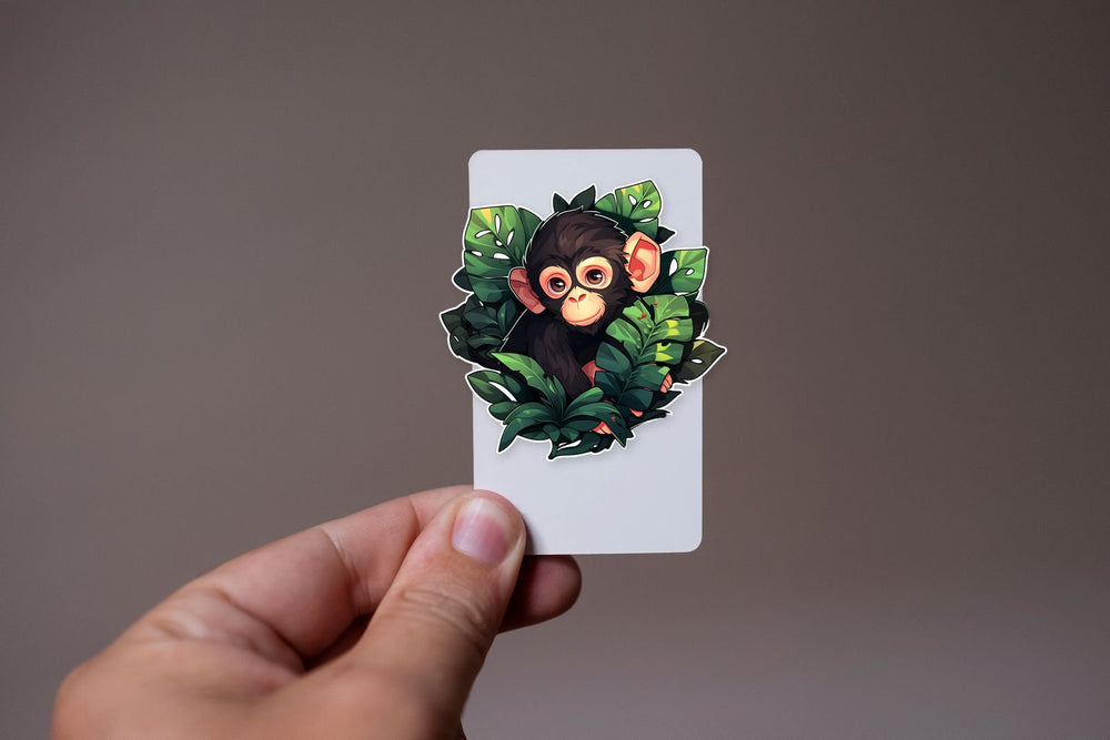 Little Monkey in Leaves Sticker