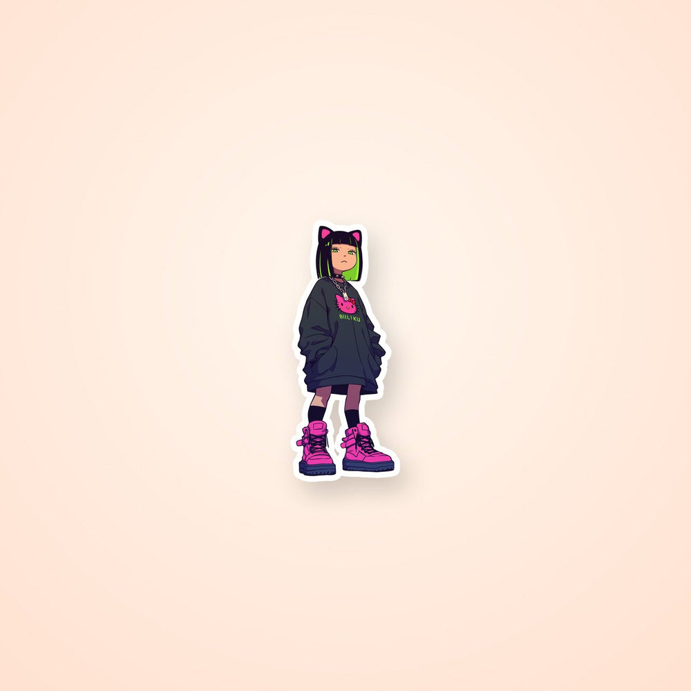 Hello Kitty Billie Eilish Style Streetwear Sticker