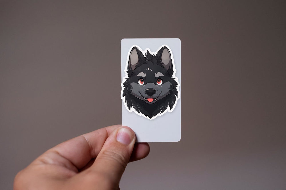 Black Cute Dog Head Sticker
