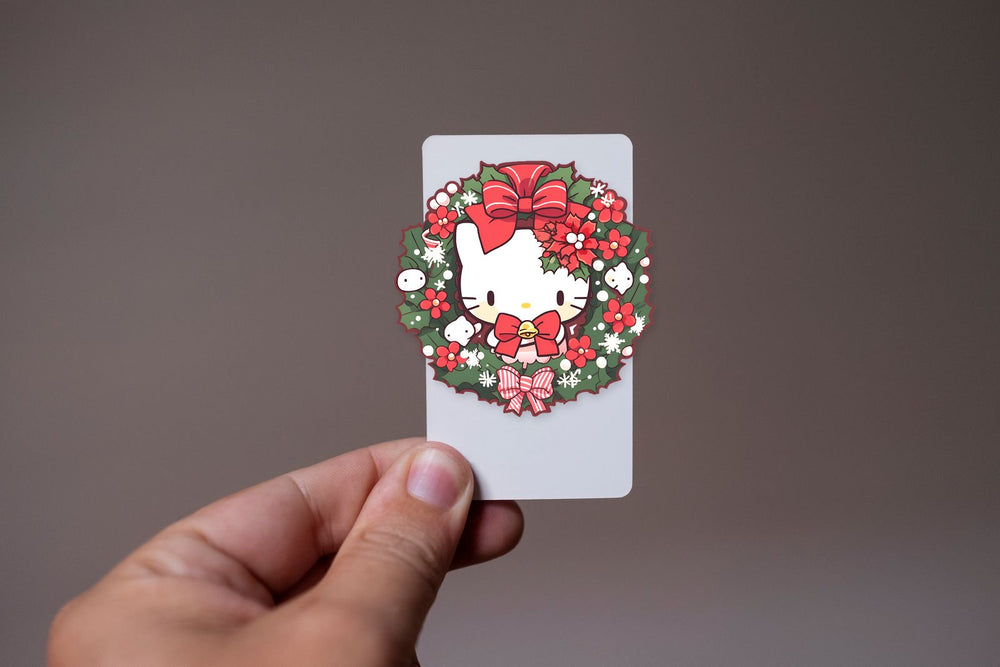 Hello Kitty with Christmas Wreath Sticker