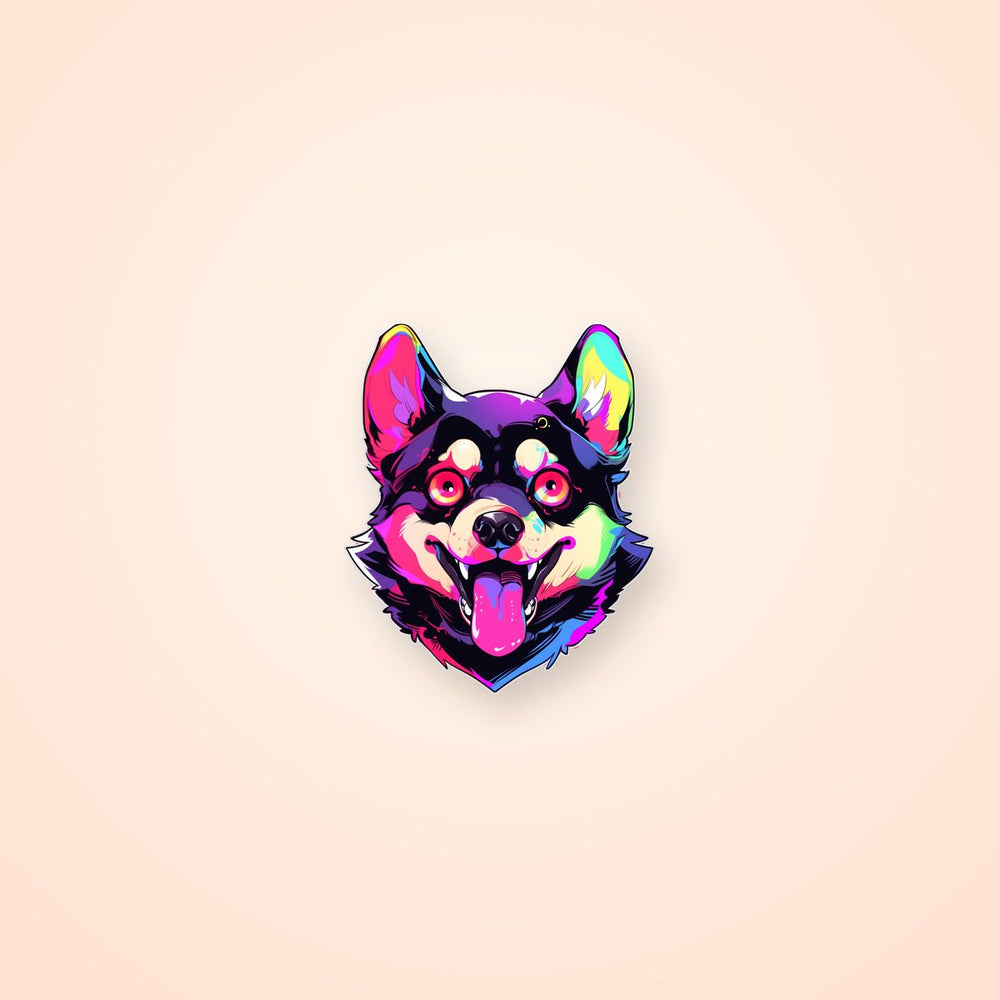Colorful Dog Head Art Sticker