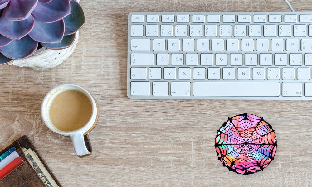Halloween Colorful Spider Web Round Sticker