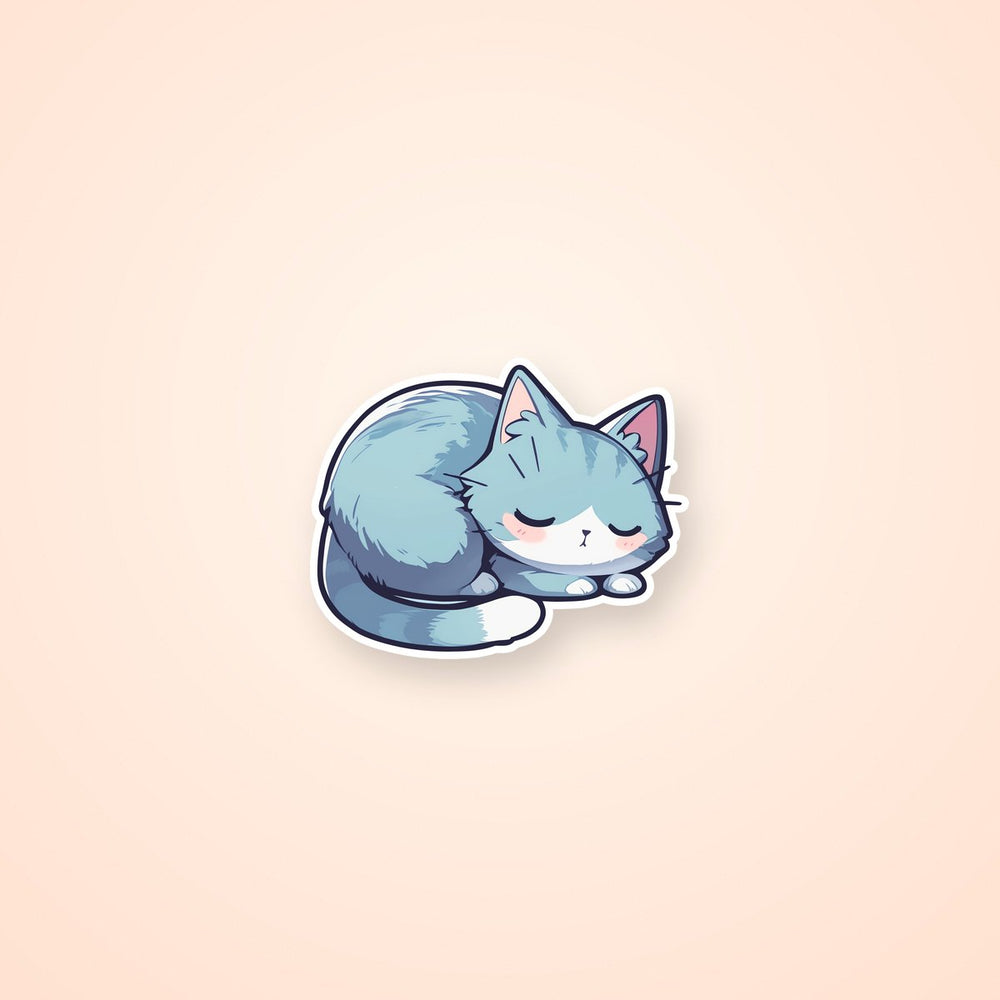 Sleepy Blue Cat Sticker