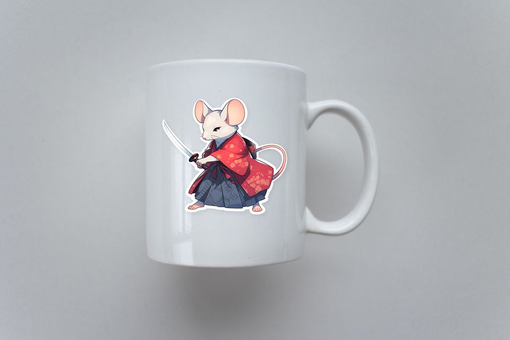 Samurai Mouse with Sword Sticker
