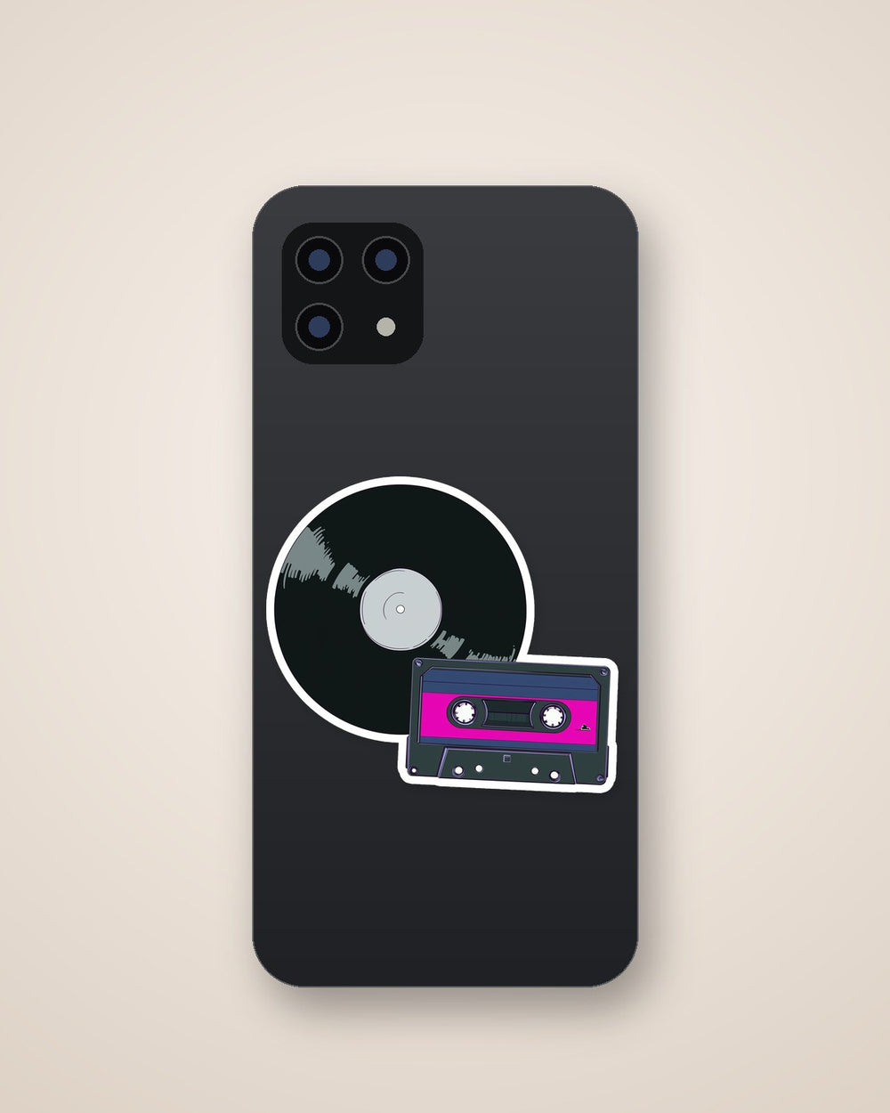 Retro Vinyl Record & Cassette Music Aesthetic Sticker