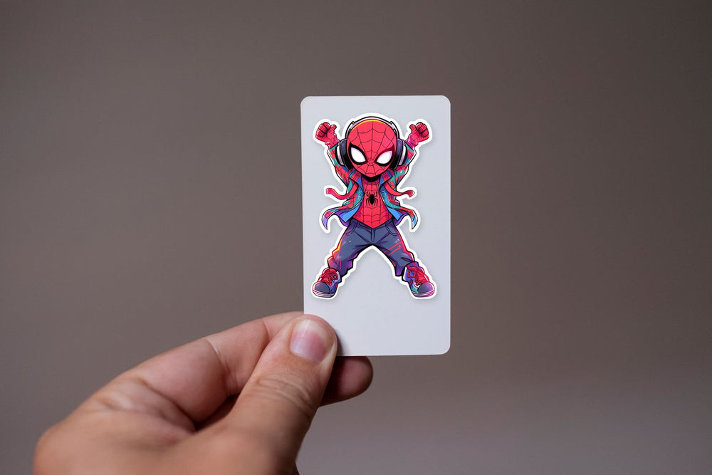 Chibi Spider-Man Dancing with Headphones Sticker