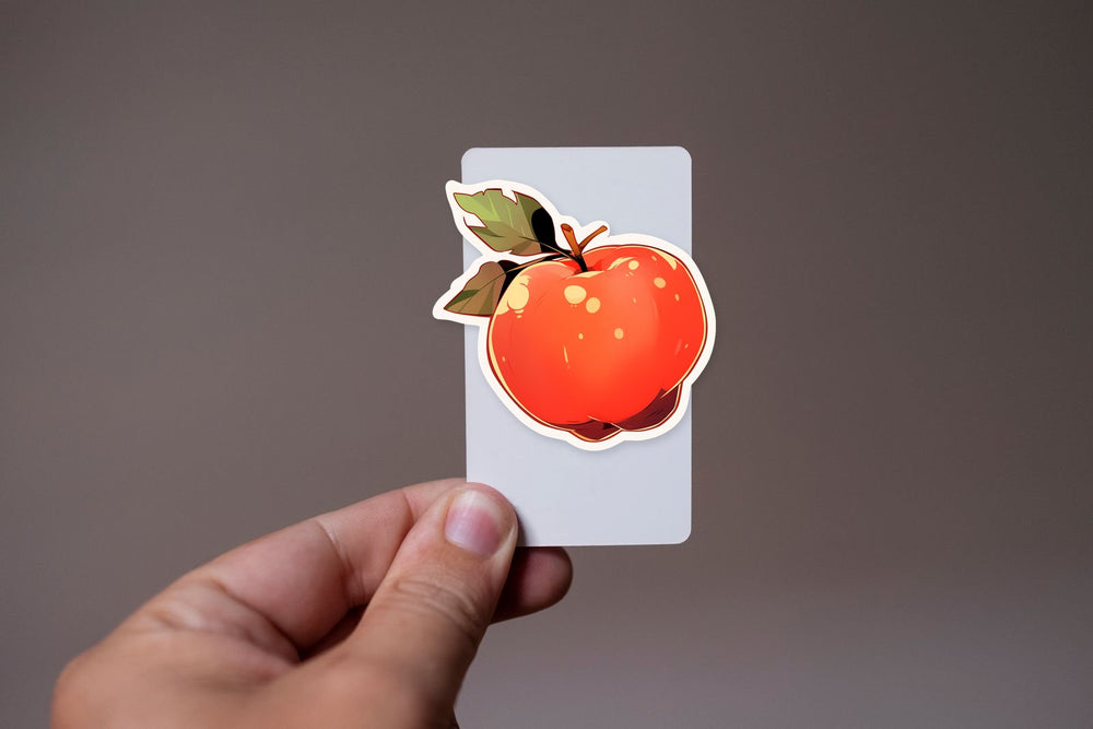 Aesthetic Red Apple with Leaves Sticker